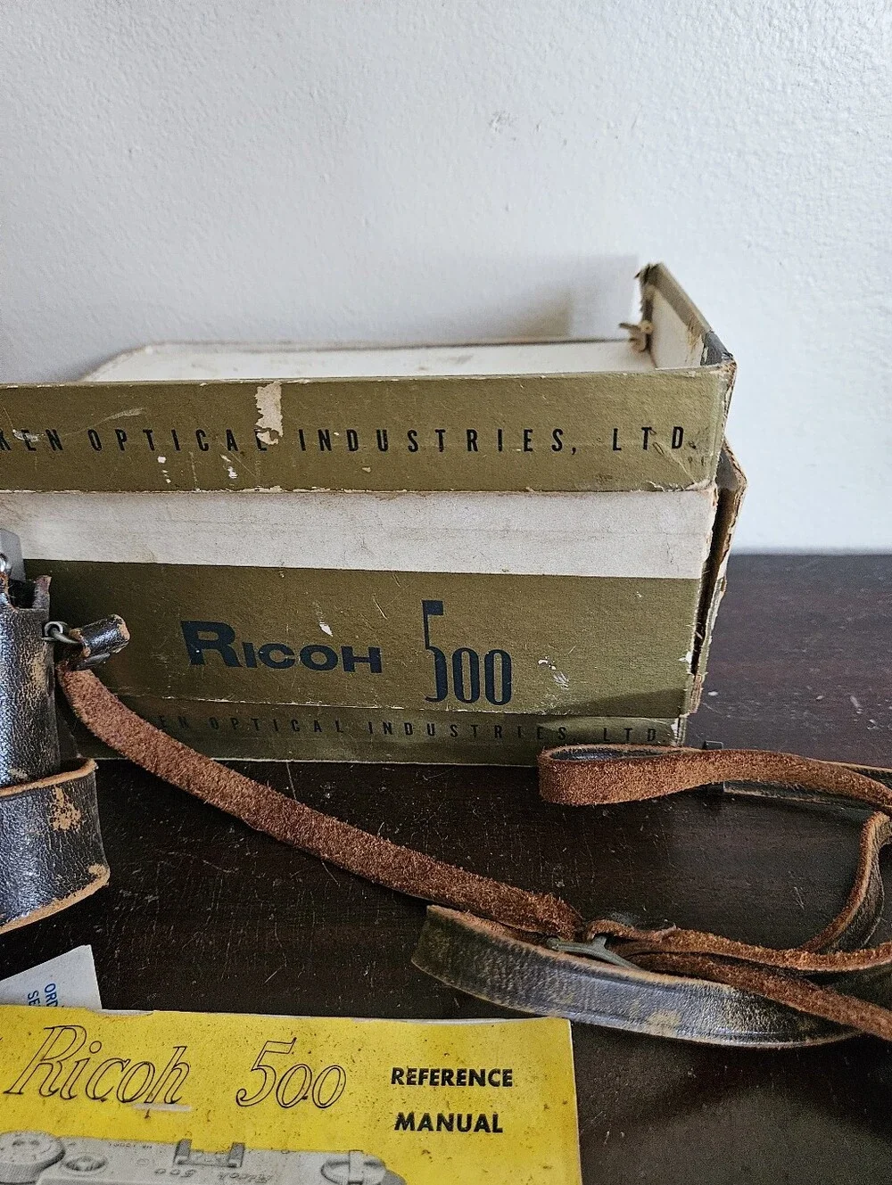 Vtg 1957 Ricoh 500 Rangefinder 35mm Camera Set W/ Original Box & Manual AS-IS